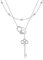 HUKKUN Lock and Key Lariat Layered Necklaces Sterling Silver Lock and Key Pendant Y Necklace Jewellery Gifts for Women