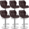 Yaheetech Barhocker 6er Set Höhenverstellbar 360°Drehbar Barstühle Küchenstühle mit Rückenlehne und Fußstütze, Barstuhl PU-Kunstleder Sitzhöhe 62,5 cm - 84,5 cm für die Küche, Braun