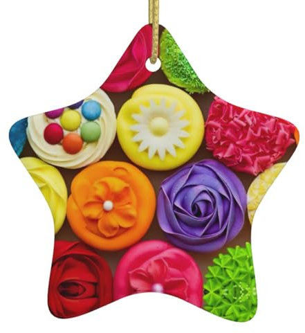 Weihnachtskugeln Weihnachtsbaumschmuck Weihnachtsbaumschmuck Weihnachtsschmuck Bunte Cupcakes Regenbogen Blume Kuchen