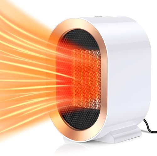 Heizlüfter Energiesparend 1200W, Tragbare PTC Keramik Heizung Elektrisch Energiesparend Leise mit 2 Heizmodi, 3s Schnell heizende Kleiner Sparsamer Heizlüfter für Büro Schlafzimmer, weiß