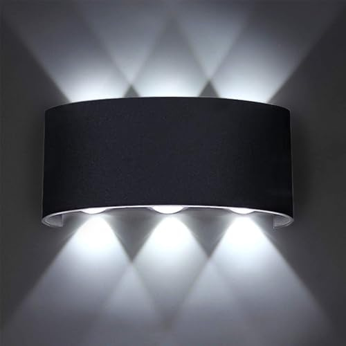 HVZUM LED-Wandlampe schwarz innen modern Aluminium kaltweiß | Obere und untere Beleuchtung, Für Wohnzimmer, Für Schlafzimmer, Hallenlampe