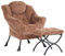 YOTATING Comfy Armchair with Footstool, Lazy Chair with Ottoman Leisure Accent Chair Relax Lounge Chair with Armrests & Side Pocket for Living Room, Bedroom & Small Spaces Armchair, Plush Brown