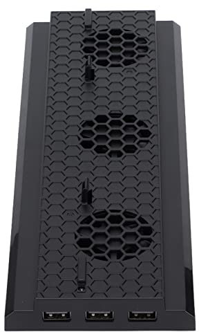 Vomeko Support De Refroidissement Vertical Compatible avec X Box One X, Support De Ventilateur De Refroidissement, Tour De Stockage De Jeu Alimentée par USB avec 3 Ports De Charge USB 2.0 Et Barre L