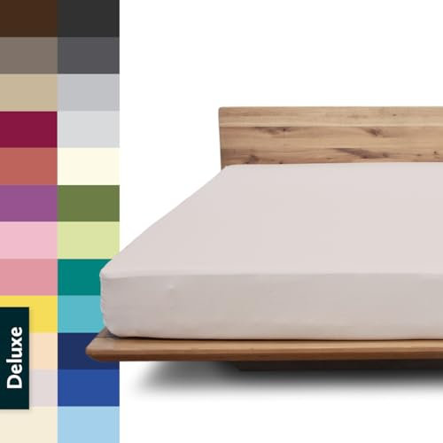 JONA SLEEP® Deluxe Spannbettlaken, Spannbettlaken in Hotelqualität - 240 g/m² - 150 Wäschen Garantie | Made in Austria (Kiesel, 180-200 x 200-220 cm)
