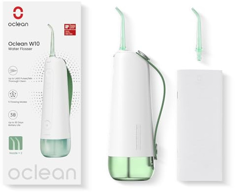 Oclean W10 Kabelloser Wasserflosser, 5 Zahnseidemodi & 4 Austauschbare Strahlspitzen, wiederaufladbar, IPX7, Quadpacer, Smart-Timer, für Reisen und Zuhause