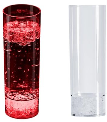HOTENEAIRE 2PCS LED Drinking Glasses Flashing Glass Light Up 400ml Multicolor Novelty Tumbler Wedding Induction Reusable LED Light Water Glasses Cocktail Glasses