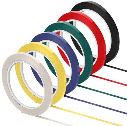 6 rotoli di nastro adesivo per grafica, autoadesivo, colorato, nastro gessato, per scuola, ufficio, lavagna bianca, album di ritagli, grafici decorativi (dimensioni: 3 mm x 66 m)