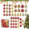 50 Stücke Weihnachtskugeln Set, Weihnachtsdeko Set Rot und Gold, Weihnachtskugeln Rot Gold, Rot Golden Weihnachtsdeko Kugeln, Weihnachtsbaumschmuck Gold, mit Aufhänger für Christbaumschmuck