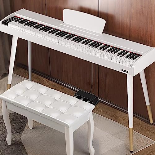 Klavierbank, elektronisches Klavier mit Hammerklang, 88 Tasten mit Holzmaserung, für Anfänger zum Spielen von Musikinstrumenten, einschließlich Halterung + Doppelhocker