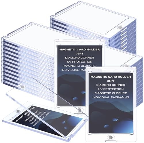 50PCS Magnetic Card Holders 35PT Acrylic Trading Card Protector Clear Card Sleeves Magnetic Card Display Holder Game Card Storage Case for Basketball Football Sports Game Trading Cards