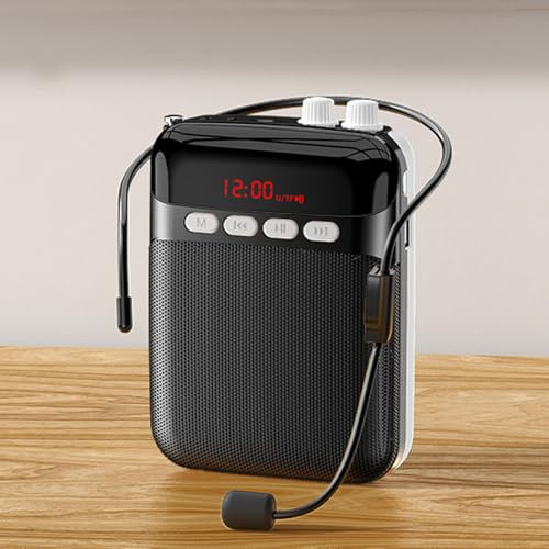 2400mAh Amplificatore Vocale Portatile Amplificatore Ricaricabile da con Microfono Cablato e Cintura Microfono Personale Altoparlante per Insegnanti Guide Turistiche Mini Amplificatore di Voce (Nero)