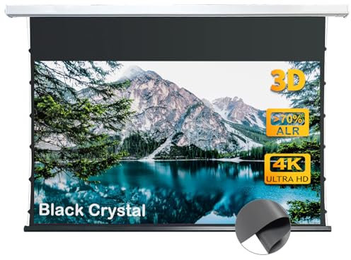WUPRO Pantalla de proyector tensada con pestaña eléctrica empotrada en el Techo, Cristal Negro 4K / 8K HD, Carcasa de Metal Blanco para Todo Tipo de proyectores (72)