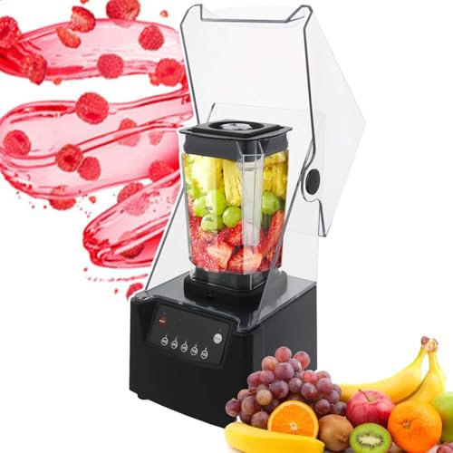 HCAUYNN 2L Commercial Electric Blender, 17000R/Min Soundproof Smoothie Machine, With Shield Quiet Sound Enclosure,For Make Smoothies