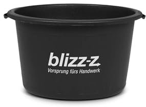 blizz-z Mörtelkübel Ø 51 cm x H 31 cm (45 Liter) rund schwarz in Profiqualität (2 Stück) | Baueimer, Kübel, Mörtelwanne, Pflanzenwanne für Hochbeet, Kunststoff | Made in Germany