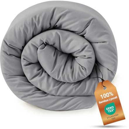 LISAURA Bambus Lyocell Bettbezug 260 x 240 cm Grau - Weiche Allergiker Bettwäsche - Kühlender Deckenbezug aus Bambus - Nachhaltige und atmungsaktive Luxus-Bettwäsche