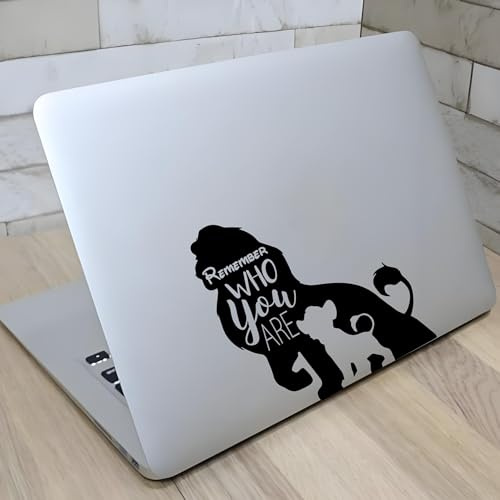Der König der Löwen Aufkleber Remember Who You Are - Offizielles Design mit Simba & Mufasa Silhouette - Hochwertiger Vinyl-Sticker für Auto, Laptop & mehr - Schwarz/Weiß (15x17cm, 2er-Set)