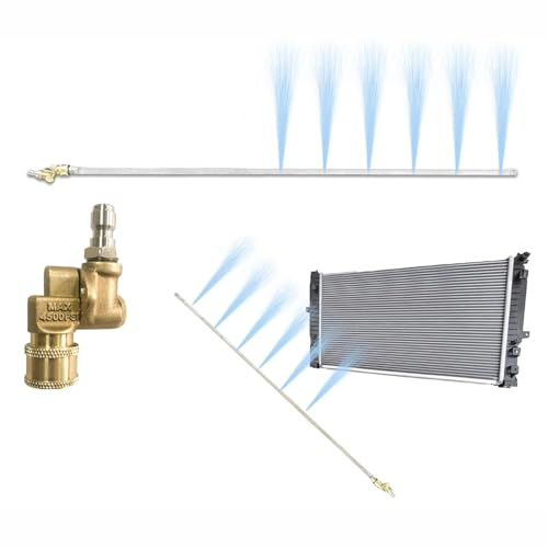 Hanured® Varilla de limpieza para radiadores de 100 cm, 6 boquillas, con adaptador giratorio de 180°, para automóviles y camiones, herramienta de limpieza de canalones