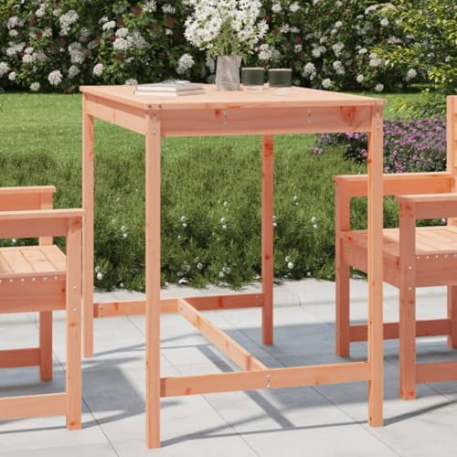 QUAHEAS Gartentisch 121x82,5x110 cm Massivholz Douglasie, Robuster Outdoor Holztisch für Garten, Terrasse, Balkon, Unbehandeltes Kiefernholz