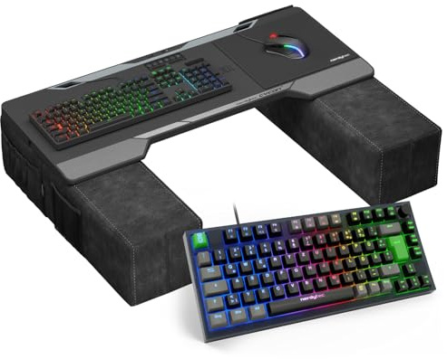 Couchmaster Bundle aus Couchmaster CYCON³ Lapdesk mit HORIZONLIGHT Bar und CYKEY Mechanische RGB Gaming Tastatur, Starter Set für Couch & Sofa