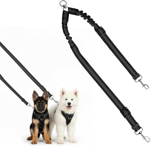 Double Dog Leash for Two Dogs, No Pull Two Dog Leash, No Tangle for Small 2 Dogs Walking Dual Leashes