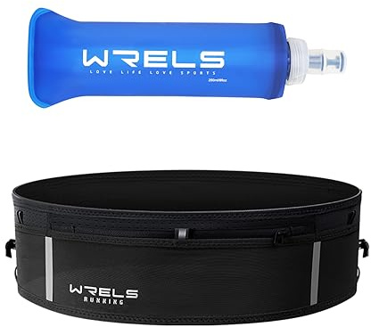 WRELS Ultralight Running Belt with 250ml Soft Flask for Women Men,Moisture Wicking Running Waist Belt Fanny Pack Phone Holder for Jogging, Marathon, Fitness