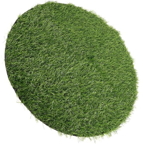 PACKOVE Alfombra de Césped Artificial Redonda de 60 Cm, Tapete Decorativo para Mesa, Base de Caucho Blanco, Manteles Individuales para Patio y Comedor, Estera Sintética Resistente