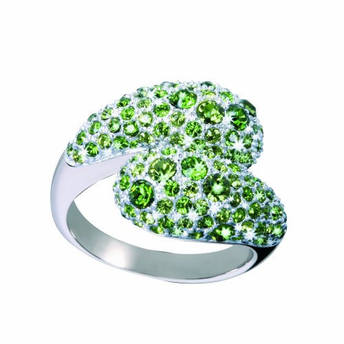 Glamour World Ring 925 Sterlingsilber mit Swarovski-Kristallen peridot