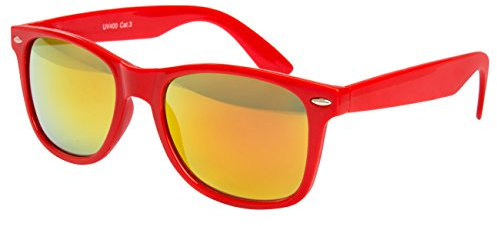 Ciffre Nerdbrille Sonnenbrille Stil Brille Pilotenbrille Vintage Look Rot Gelb verspiegelt W46