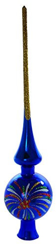 HolidayGiftShops Feuerwerk Vintage Glas Weihnachten Mini Tree Topper (blau, glänzend)