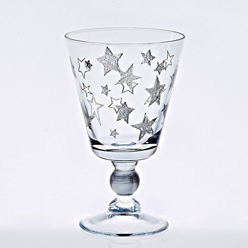 CRISTALICA Weinglas Weinkelch Rotweinglas Stars Okt Silber 315 ml Moderner Zeitloser Style
