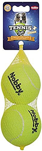 Nobby Tennisball mit Squeaker, L: 8,5 cm, 1 Netz (1 x 2 Stück)