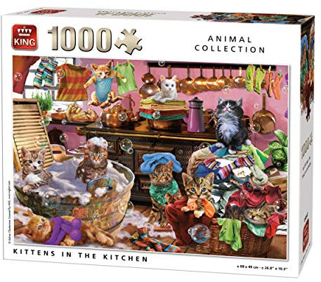 King 55847 Kätzchen in der Küche Puzzle 1000 Teile, Mehrfarbig, 68x49 cm
