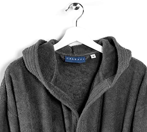 Caleffi Menorca 74910 Bathrobe with Hood, Cotton, Anthracite, M, 74910