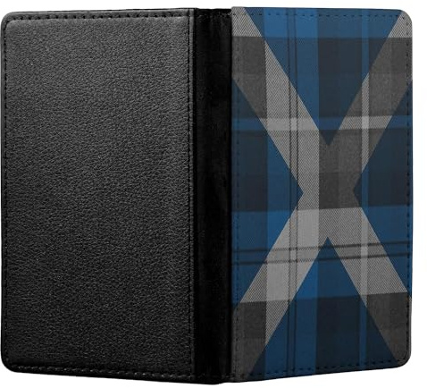 ShopQuality4U Personalised Scotland Flag Tartan Design Customised PU Leather UK British Passport Cover Holder