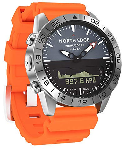 Orologio militare intelligente da uomo Orologio sportivo da esterno elettronico Orologio da polso subacqueo impermeabile da 200 m con profondità di 50 m con cronometro Bussola Calorie (Orange)