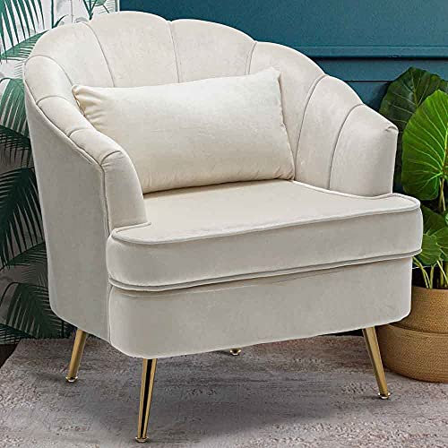 BAKAJI Sessel Relax Stuhl Bezug aus Stoff Struktur Holz und Beine aus Metall, Farbe Gold, gepolstert, modernes Design, gesteppt, große Rückenlehne, Größe 80 x 78 x 82 cm (Beige)