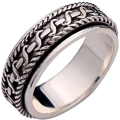 Vintage Echt 925 Sterling Silber Geflochtener Seil Spinner Ring Fidget Anxiety Ring Bandring Drehring für Herren Damen Größe 70