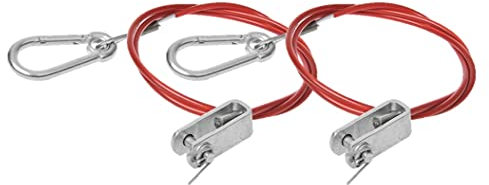 MULTIBROS 2X Abreißseil 1m mit Gabelkopf – Bremsseil Fangseil Sicherungsseil für Anhänger & Wohnwagen – Stabiles Stahlseil mit Karabiner & Roter Schutzummantelung