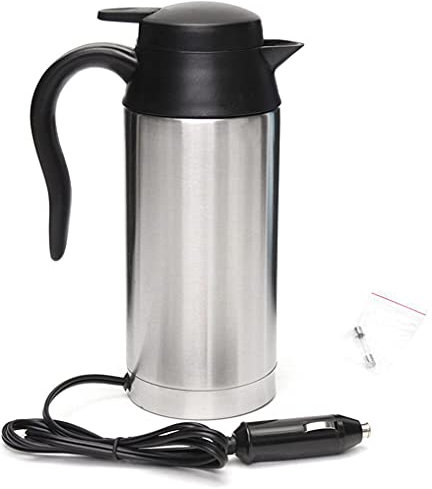 HEZHU Auto Wasserkocher Edelstahl 12V Reisewasserkocher 650 ml Auto Elastisch Heizung Cup für Fernverkehr Autofahrt Camping im Freien