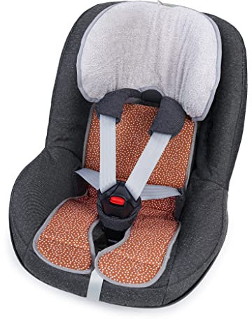 Liebes von priebes Sitzeinlage Tom für Kindersitze Gruppe 1| waschbar & atmungsaktiv | einfache Befestigung | seitlicher Kopfschutz | verwendbar für Sommer und Winter, mini dots terracotta