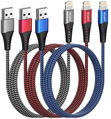 iPhone Ladekabel 2M 3Pack, Lightning Kabel Apple MFi Zertifiziert, AINPOW USB iPhone Kabel 2M Nylon Lange USB Ladekabel für iPhone 14 13 12 11 Pro Max Mini XS XR X 8 7 6s Plus 5s SE 2020 iPad Mini Air