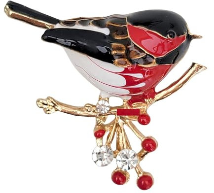 GFM® Broche en émail rouge-gorge – Noël, Saint-Valentin, fête des mères (BRCH-RN-ENM), Adult, Métal