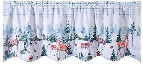 heimtexland ® Scheibengardine Weihnachten Deko Gardine 45x120 Fensterdekoration Landhaus Winter Rehe Typ651