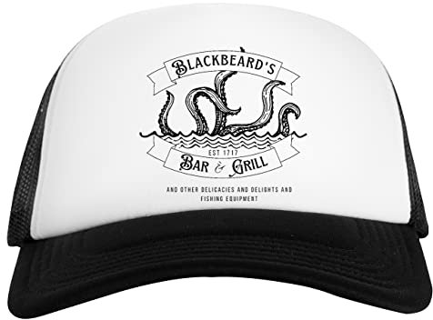 Blackbeards Bar and Grill Weiß Schwarz Unisex Baseball Cap White Black