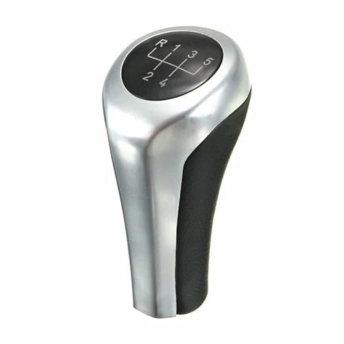 Getriebe Schaltknüppel Schaltknauf Für BMW 1er 3er 5er 6er E46 E53 E60 E61 E63 E65 E81 E82 E83 E87 E90 E91 E92 X1 X3 X5 Verchromte Kohlefaser Matt Automatik Schalthebe (Farbe : Matte Silver 5Speed)