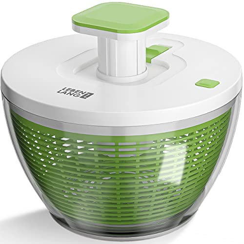 LEBENLANG Salatschleuder groß 4,5l - Salat trockner bpa frei mit innovativem Druckmechanismus | Salatschleuder mit Deckel Pilzschleuder Trockenschleuder | Salad Dryer Salatschleudern Salad Spinner