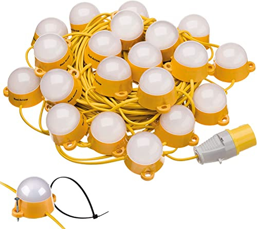 Red Arrow 110V Interconnectable LED Site Lighting Festoon Kits IP44 IK07 6000K 35,000 Hours Life Expectancy Internal and External Lights: Interconnect up to 200m (50m)