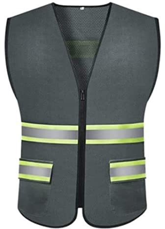 Warnweste Reflektorweste Mesh reflektierender Anzug, graue Sicherheitsweste hohe Sichtbarkeit reflektierender atmungsaktueller Arbeitsweste im Freien geeignet Sicherheitsweste ( Blue : A , Size : XL )