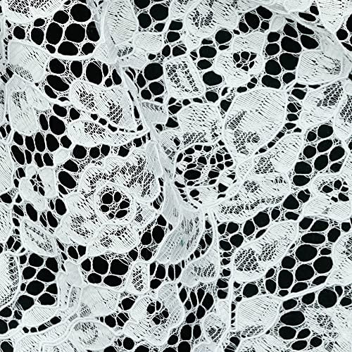 Stoff Meterware Spitze Blumen Polyester - 1 Meter, Damen, Kleider, Röcke, Dirndl, Schürzen, Deko, Damen, Kinder, Mädchen, Nähen (Weiß)