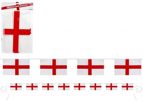 ST GEORGE BUNTING FLAGS - 12 Long Garden Outdoor Party Indoor Football England